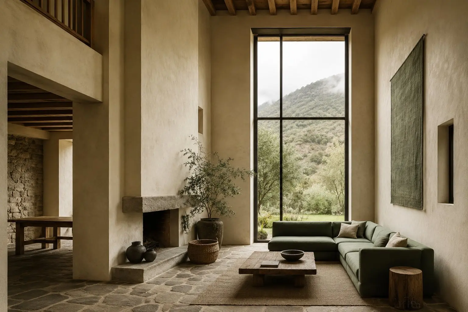 Interior de una casa Arkunay con doble altura