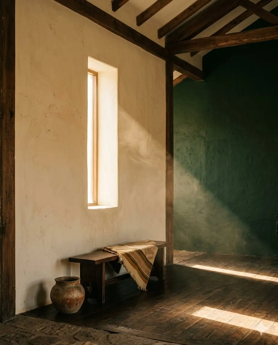 Interior con ventana orientada al paisaje