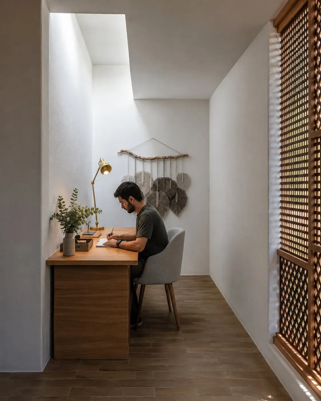 Casa Amawi — escritorio bajo claraboya
